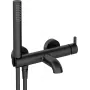DEANTE Arnika Nero Wannenarmatur mit Brauseset, Matt Schwarz, Wandmontage, Einhebelmischer, Keramikkartusche, Handbrause, 150 cm Schlauch