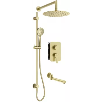 DEANTE Unterputz-Duschset mit Mischerbox, Gold, Regendusche 250 mm, Einhebelmischer