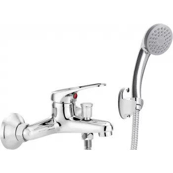 DEANTE Wand-Wannenarmatur mit Brauseset, Chrom, 2-Loch, Messing, 35 mm Keramikkartusche