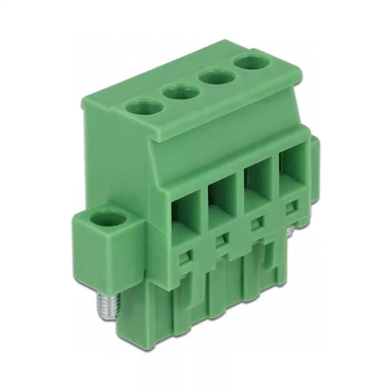 Delock 65936 DIN-Schienen-Klemmenblock-Set, 4-polig, Schraubverriegelung, grün