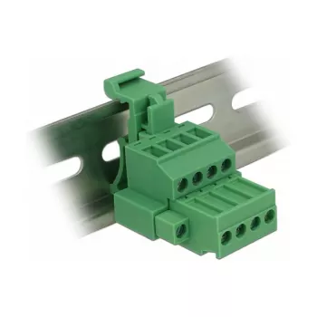 Delock 65936 DIN-Schienen-Klemmenblock-Set, 4-polig, Schraubverriegelung, grün