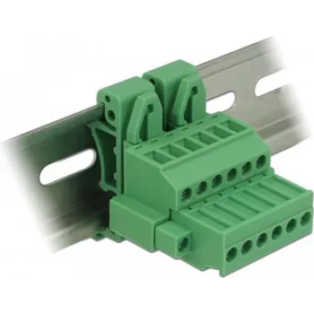 Delock 65942 DIN-Hutschienen-Klemmenblock-Set, 6-polig, Schraubverriegelung, grün