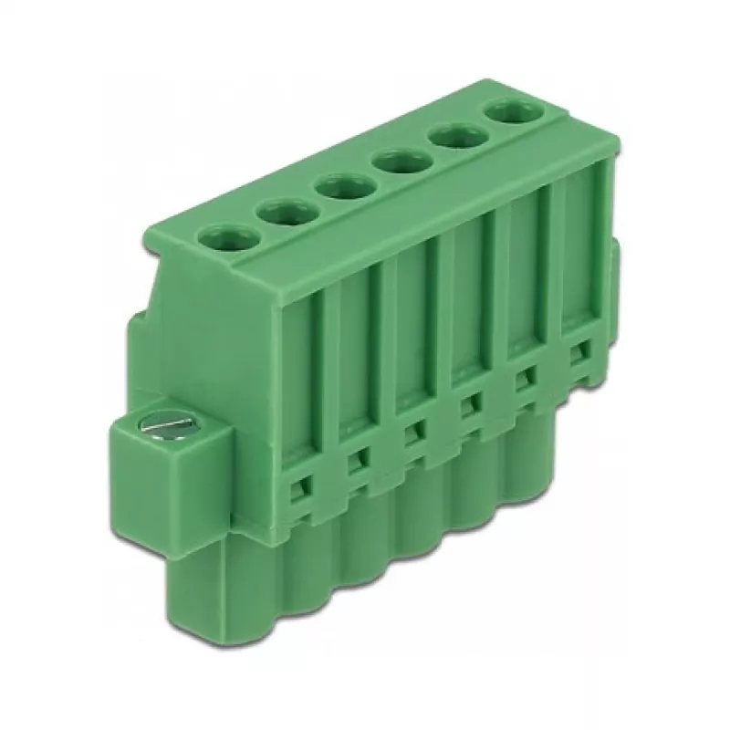 Delock 65942 DIN-Hutschienen-Klemmenblock-Set, 6-polig, Schraubverriegelung, grün