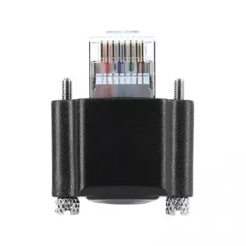 Delock GigE Kamera-Kabel Cat.6 S/FTP 3m, RJ45 90° Winkelstecker mit Schrauben (28mm) zu RJ45 gerader Stecker, Schwarz