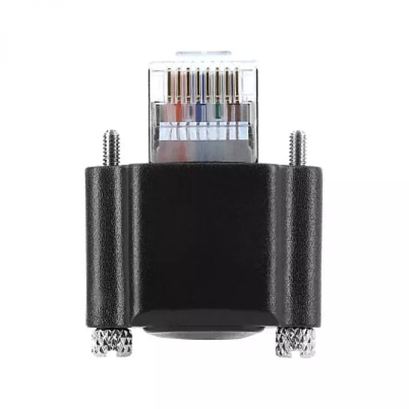 Delock GigE Kamera-Kabel Cat.6 S/FTP 3m, RJ45 90° Winkelstecker mit Schrauben (28mm) zu RJ45 gerader Stecker, Schwarz