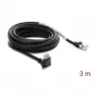 Delock GigE Kamera-Kabel Cat.6 S/FTP 3m, RJ45 90° Winkelstecker mit Schrauben (28mm) zu RJ45 gerader Stecker, Schwarz