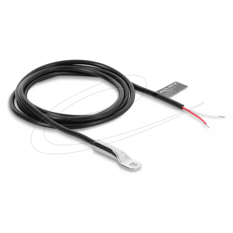 Delock M4 NTC Thermistor Temperatursensor-Kabel mit 2 offenen Enden, 10 kOhm, B25/85 3977K, 1 m, PVC, Schwarz