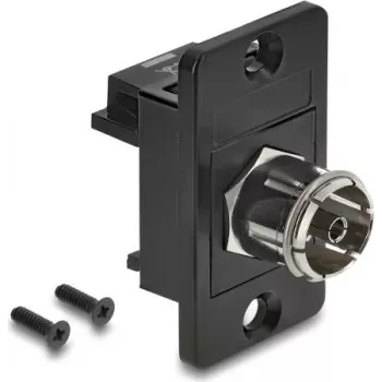 Delock Einbauadapter IEC Buchse auf F Buchse, Schwarz 91196