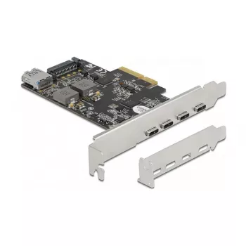 Delock PCI Express x4 Karte zu 4 x USB Type-C + 1 x USB Type-A - SuperSpeed USB 10 Gbps - Low Profile Formfaktor, USB Controller