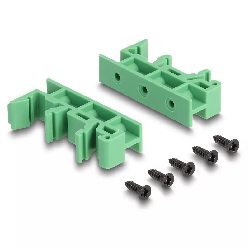 Delock RJ45-Buchse auf Klemmenblock mit Druckknopf für DIN-Schiene gewinkelt (66993)