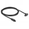 Delock TOSLINK-Kabel, 90°-Winkelstecker auf geraden Stecker, 4 mm Durchmesser, 2 m, Schwarz