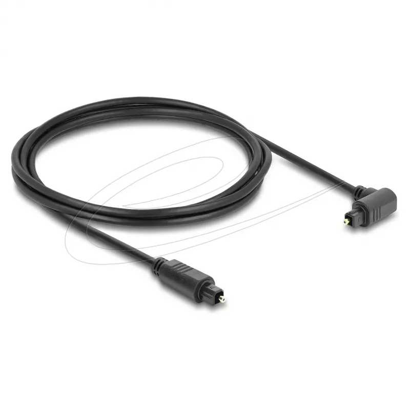 Delock TOSLINK-Kabel, 90°-Winkelstecker auf geraden Stecker, 4 mm Durchmesser, 2 m, Schwarz