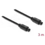 Delock TOSLINK Optisches Audiokabel, Stecker auf Stecker, 3 m, 4 mm, Schwarz