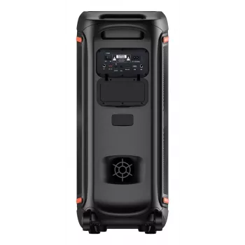 Denver BPS-470 Bluetooth Party Speaker mit Karaoke, 2000W PMPO, 20W RMS, LED-Lichter, FM-Radio, TWS, inkl. Mikrofon, Schwarz