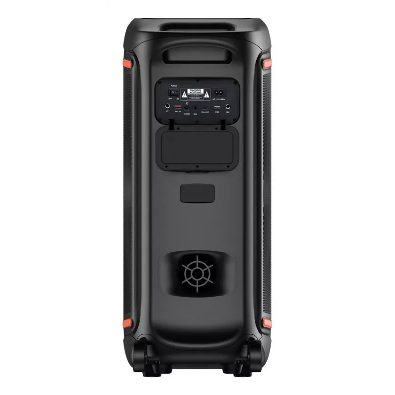Denver BPS-470 Bluetooth Party Speaker mit Karaoke, 2000W PMPO, 20W RMS, LED-Lichter, FM-Radio, TWS, inkl. Mikrofon, Schwarz