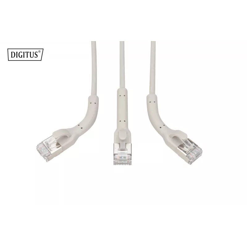 DIGITUS CAT 6A F/FTP Angled RJ-45 Patchkabel, Kupfer, 0,3 m, Grau, 10er-Pack