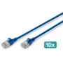 DIGITUS CAT 6A F/FTP Slim Patchkabel, 1 m, Blau, 10 Stück, LSZH, RJ45
