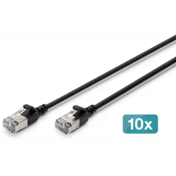 DIGITUS CAT 6A F-FTP Slim Patch Cable, 2 m, Schwarz, 10er-Pack