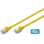 DIGITUS CAT 6A F/FTP Slim Patch Cable, 2 m, Gelb, 10er-Pack, LSZH, 10 Gbps, PoE++