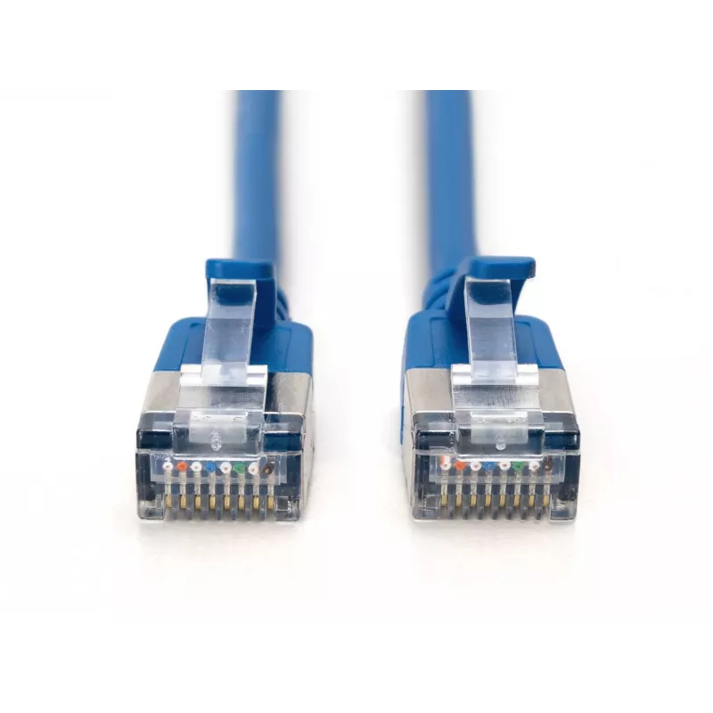 DIGITUS CAT 6A F/FTP Slim Patch Cable, 3 m, Blau, 10er-Pack, LSZH, RJ45, 10 Gbps