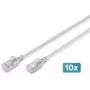 DIGITUS DK-1632-A-030S-10 CAT 6A F/FTP Slim Patchkabel (10er-Pack), 3 m, RJ45, 10 Gbit/s, LSZH, Kupfer, Grau