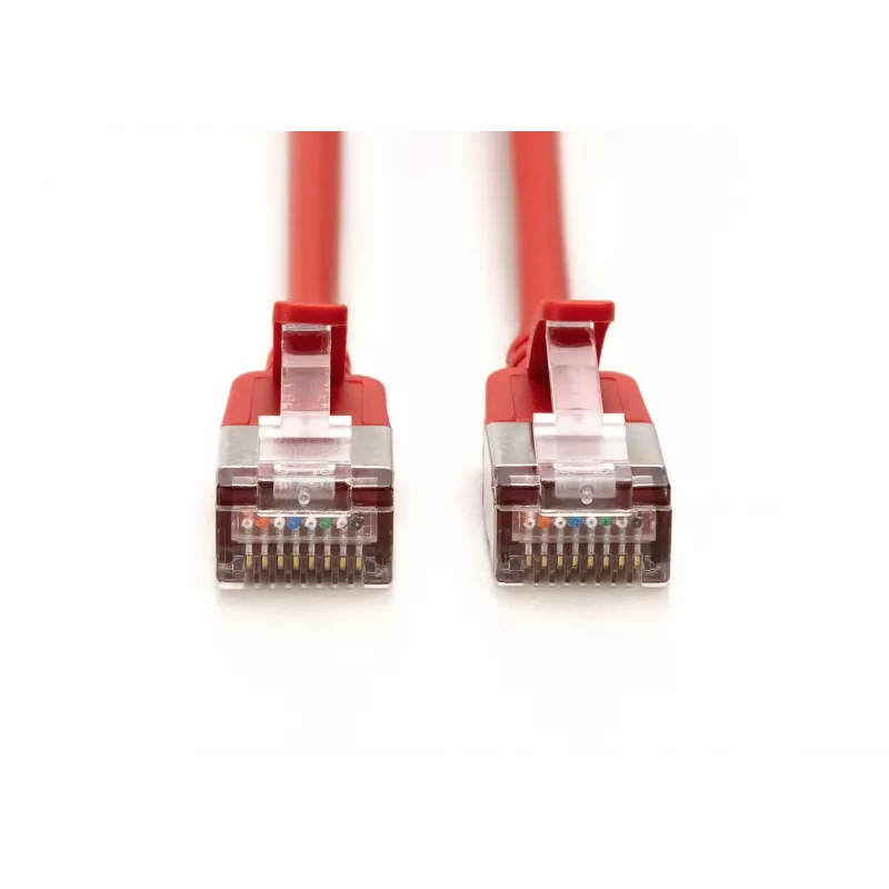 DIGITUS CAT 6A F-FTP Slim Patchkabel, 3 m, Rot, 10er-Pack, LSZH, 10 Gbit/s, 500 MHz