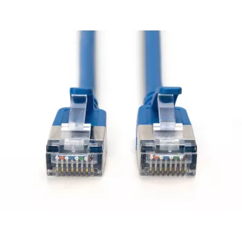 DIGITUS CAT 6A F/FTP Slim Patch Cable, 5 m, Blau, 10er-Pack, 10 Gbps, LSZH, vergoldete RJ45