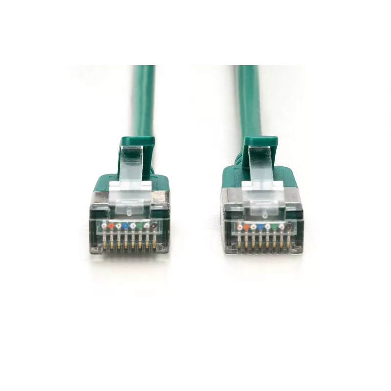DIGITUS CAT 6A F/FTP Slim-Patchkabel, 5 m, Grün, 10er-Pack, LSZH, 10GBase-T, Snagless, PoE++