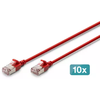 DIGITUS CAT 6A F-FTP Slim Patchkabel, 5 m, Rot, 10er Pack