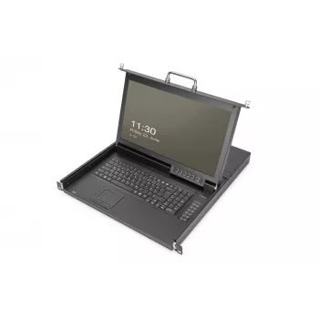 DIGITUS Modulare HD LCD KVM-Konsole mit 17 inch TFT, 16-Port CAT 5 KVM-Anschluss, Touchpad, deutsches Tastaturlayout