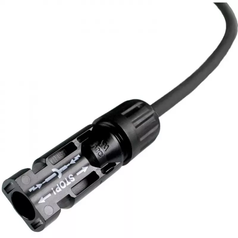 DIVERSE Solar-Verlängerungskabel 6mm², MC4 Stecker auf Buchse, 1 Meter, Schwarz