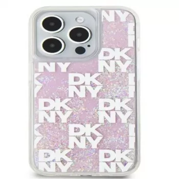 DKNY Apple iPhone 15 Pro Max 6,7 Zoll Hardcase Liquid Glitter Multilogo Pink