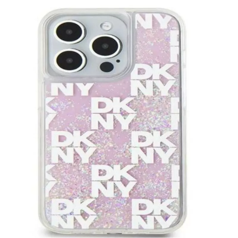 DKNY Apple iPhone 15 Pro Max 6,7 Zoll Hardcase Liquid Glitter Multilogo Pink