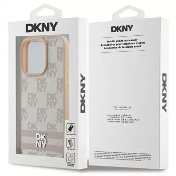 DKNY Karomuster & bedruckte Streifen iPhone 16 Pro Hülle - Pink