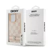 DKNY Leder-Case mit kariertem Mono-Muster und bedruckten Streifen für iPhone 15 Pro Max - Pink
