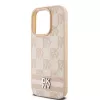 DKNY Leder-Case mit kariertem Mono-Muster und bedruckten Streifen für iPhone 15 Pro Max - Pink