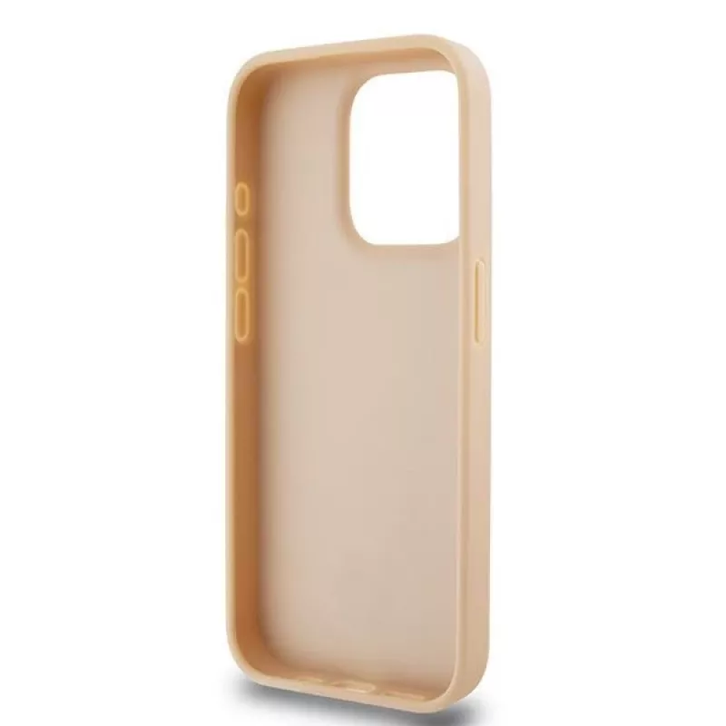 DKNY Leder Case mit kariertem Mono-Muster und aufgedruckten Streifen für iPhone 15 Pro - Pink