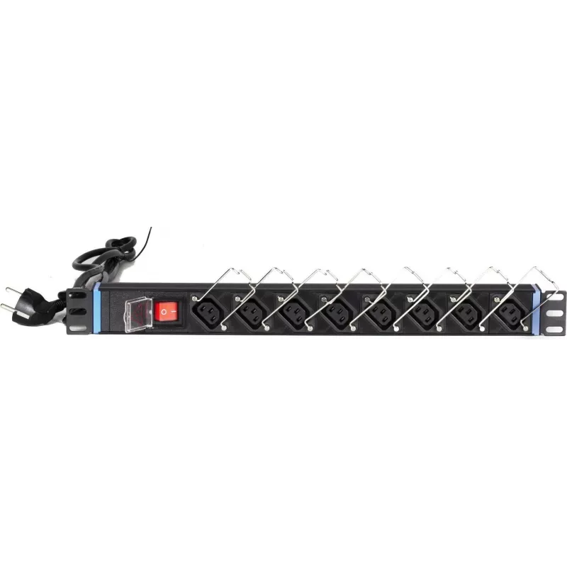 DSIT DS-8PDU-C13 19" 1U Stromverteilereinheit, 8x C13-Ausgänge, 1,8 m Kabel, Schwarz