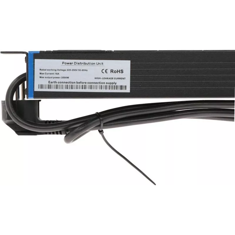 DSIT DS-8PDU-C13 19" 1U Stromverteilereinheit, 8x C13-Ausgänge, 1,8 m Kabel, Schwarz