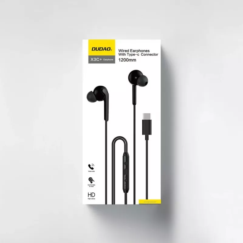 DUDAO Hi-Fi X3C+ Kabelgebundene In-Ear-Kopfhörer mit Mikrofon, 1,2 m, Schwarz
