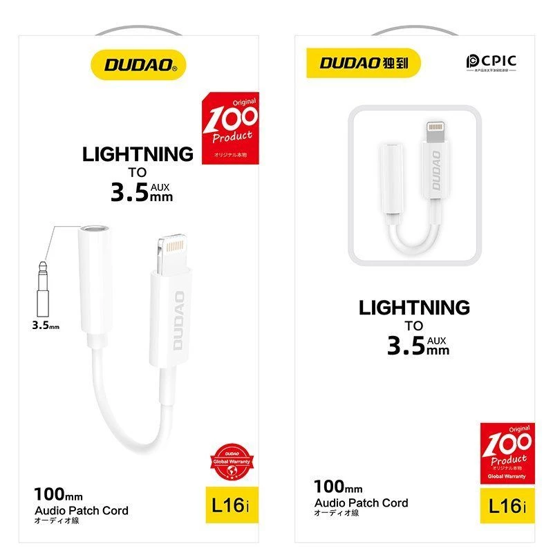 Dudao L16i Audio Adapter Lightning auf 3,5 mm Weiß