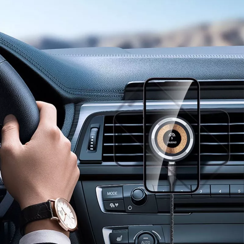Dudao Magnetischer Halter mit MagSafe-Induktionsladegerät 15W für Lüftungsgitter im Auto - Schwarz