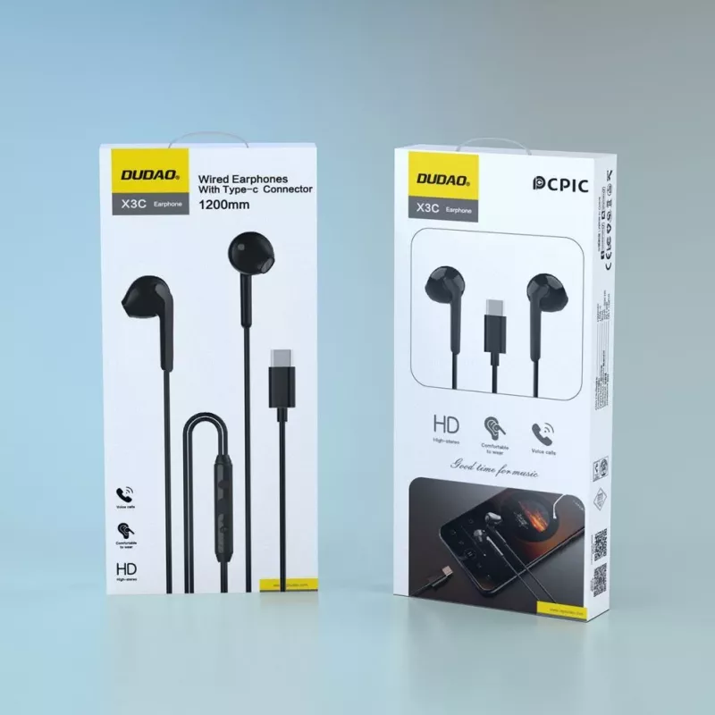 Dudao X3C In-Ear Wired USB-C Headphones 1,2m - Black