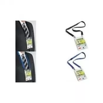 DURABLE 20 DUO A6 Namensschildhalter mit Textilband, Transparent, 10er-Pack 852507