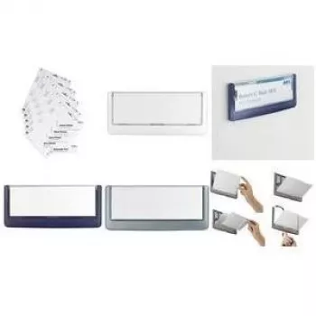 DURABLE CLICK SIGN Türschild 149x52,5 mm silbergrauer Acrylrahmen, transparenter Einleger, werkzeugloser Wechsel, Schraub- oder Klebemontage, 1 Stück 486002