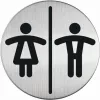DURABLE PICTO WC Unisex-WC-Schild, rund, silber, selbstklebend, 83 mm, 1 Stück 492023