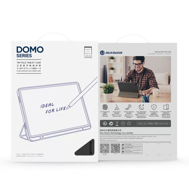 Dux Ducis Domo Series Tri-fold Stand PU Leder Tablet Hülle für Samsung Galaxy Tab A9 / Tab A11, Schwarz