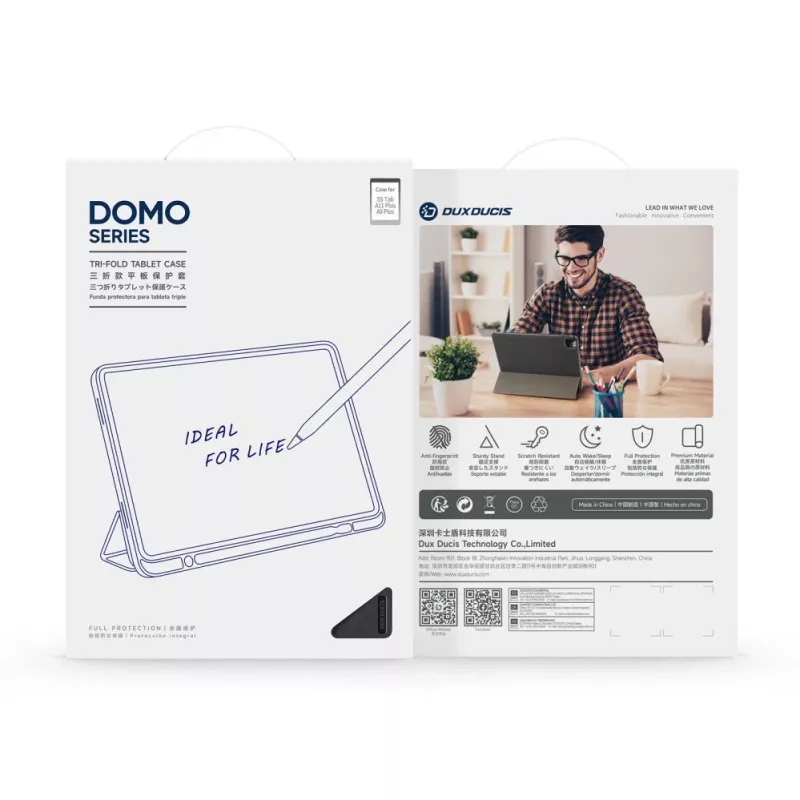 Dux Ducis Galaxy Tab A9 Plus / Tab A11 Plus Domo Series Tri-fold Stand PU Leder Tablet Hülle Schwarz