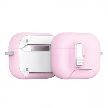 Dux Ducis PECQ Series PC+TPU Hülle mit Haken für Apple AirPods Pro 3, Weiß/Rosa