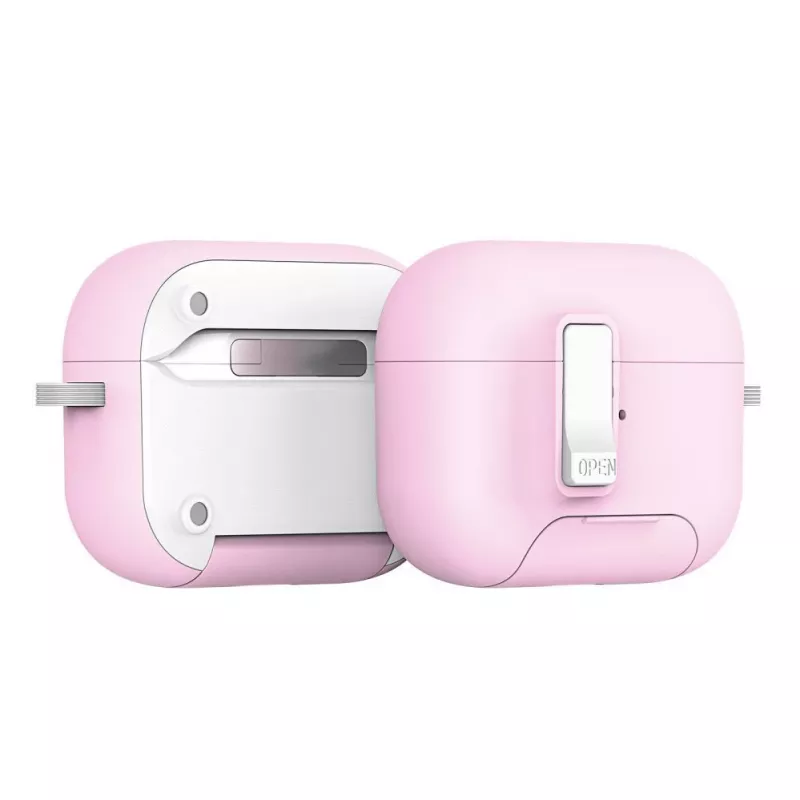 Dux Ducis PECQ Series PC+TPU Hülle mit Haken für Apple AirPods Pro 3, Weiß/Rosa